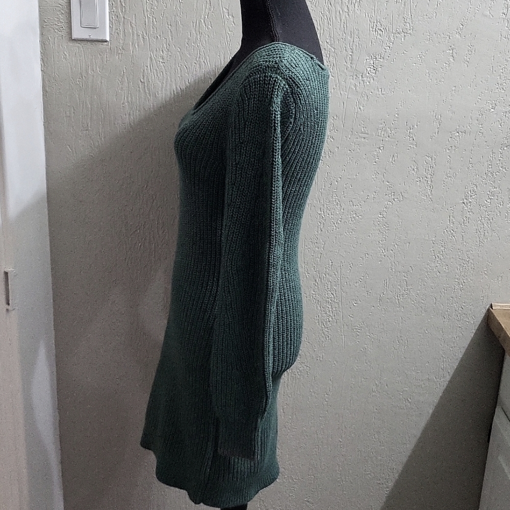 Abercrombie & Fitch Green V Neck Long Sleeve Sweater Dress - Picture 8 of 9